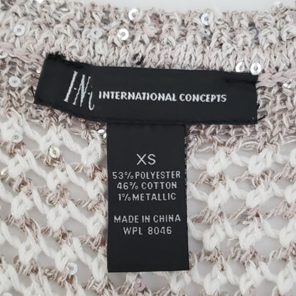 NWT INC International Concepts Sequin Sleeveless Knit Cowl Neck Top XS - Picture 7 of 10